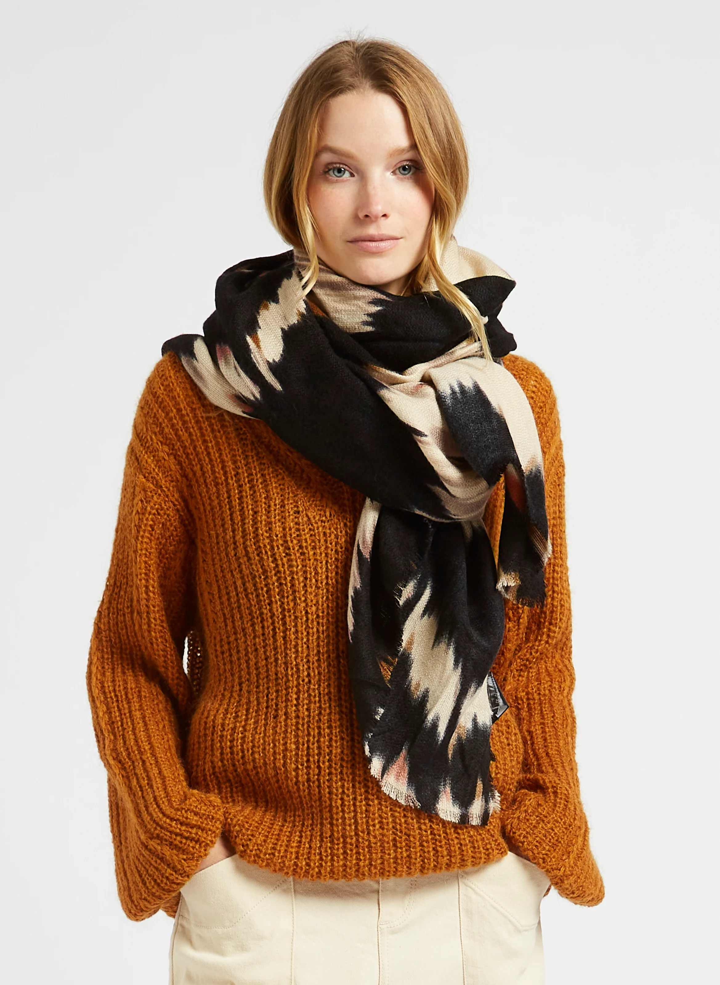 ARIA - Echarpe en jacquard| Marron