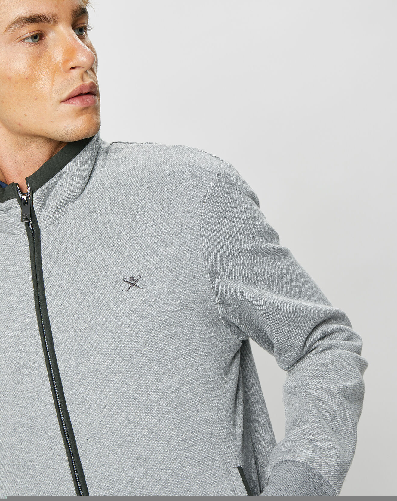 Hackett London Blouson bi-matière gris clair