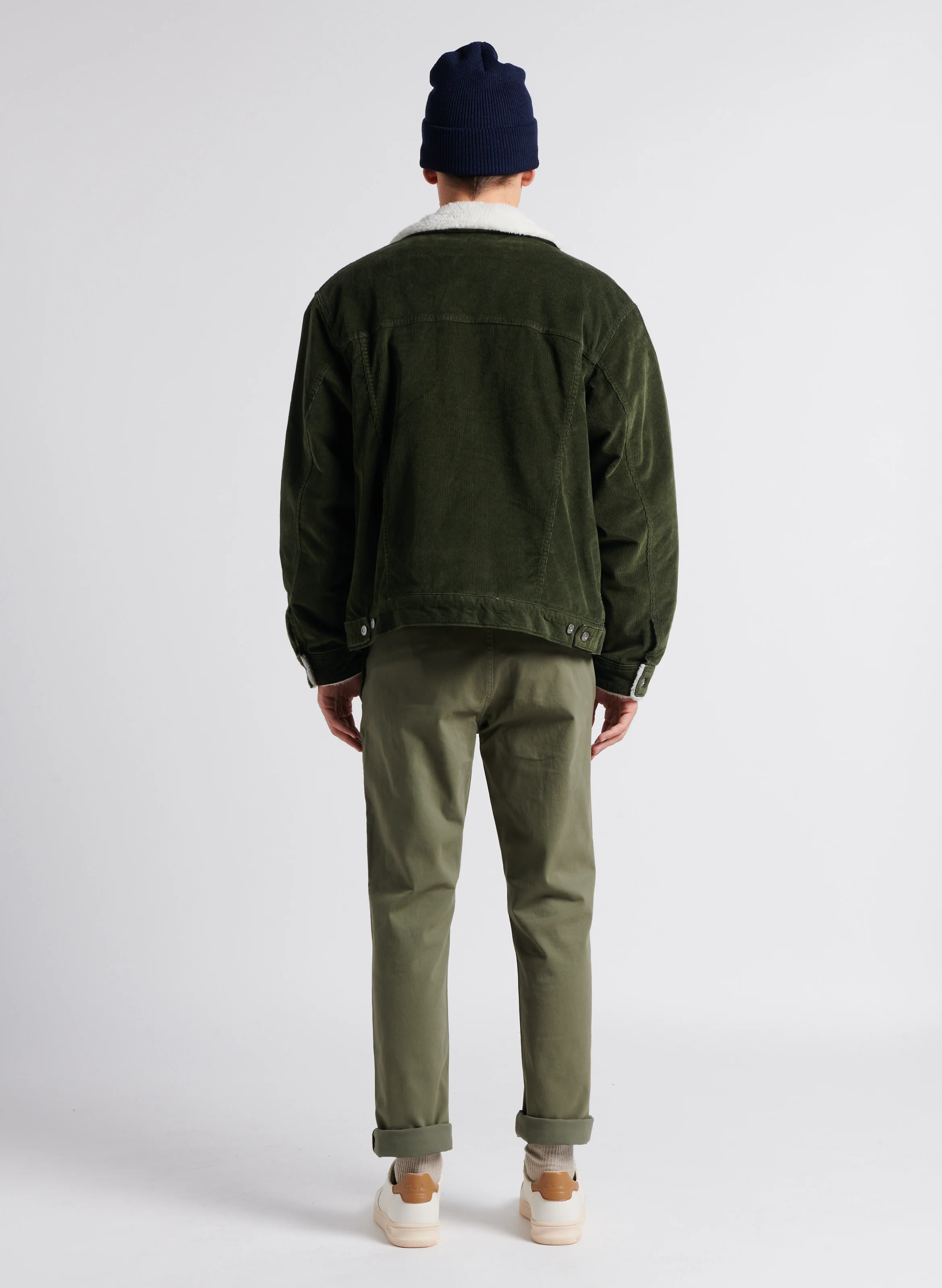 Pantalon slim en coton mélangé | Kaki
