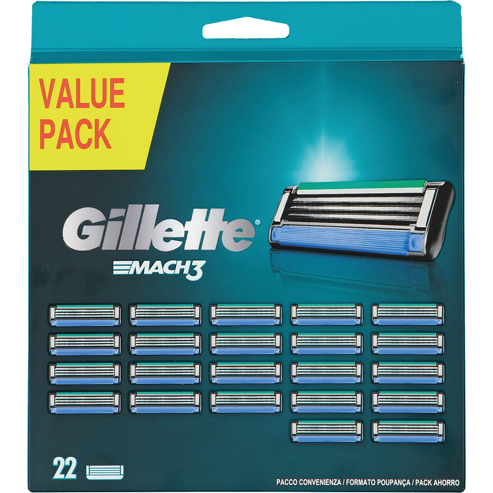 Gillette Rasierklinge Mach 3 Value Pack, 22 Stück