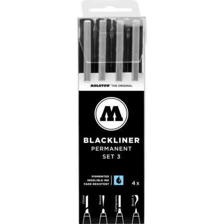 Molotow Blackliner Set 3 4er-Etui by MolotowFineliner - signalschwarz - M