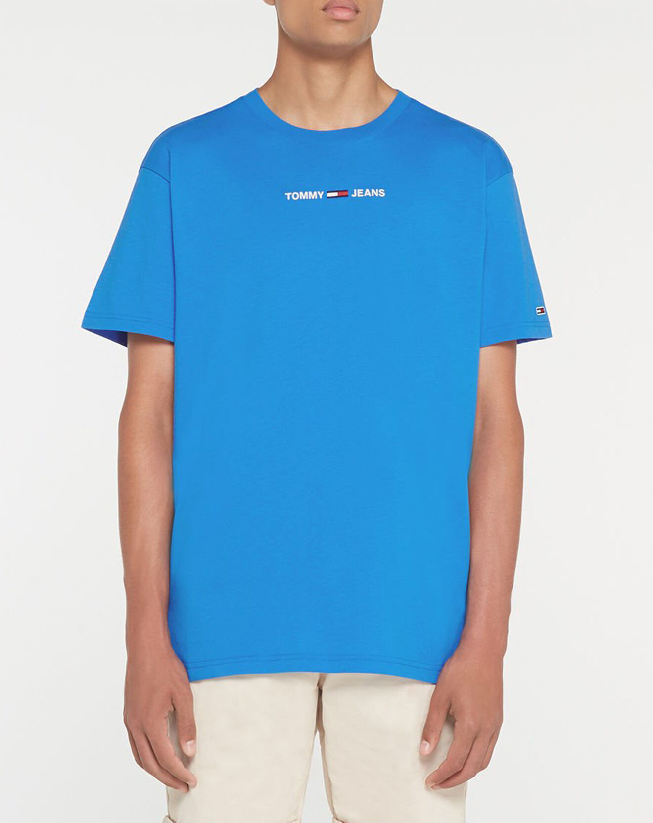 Tommy Jeans T-Shirt 100% Coton Bio Logo bleu vif