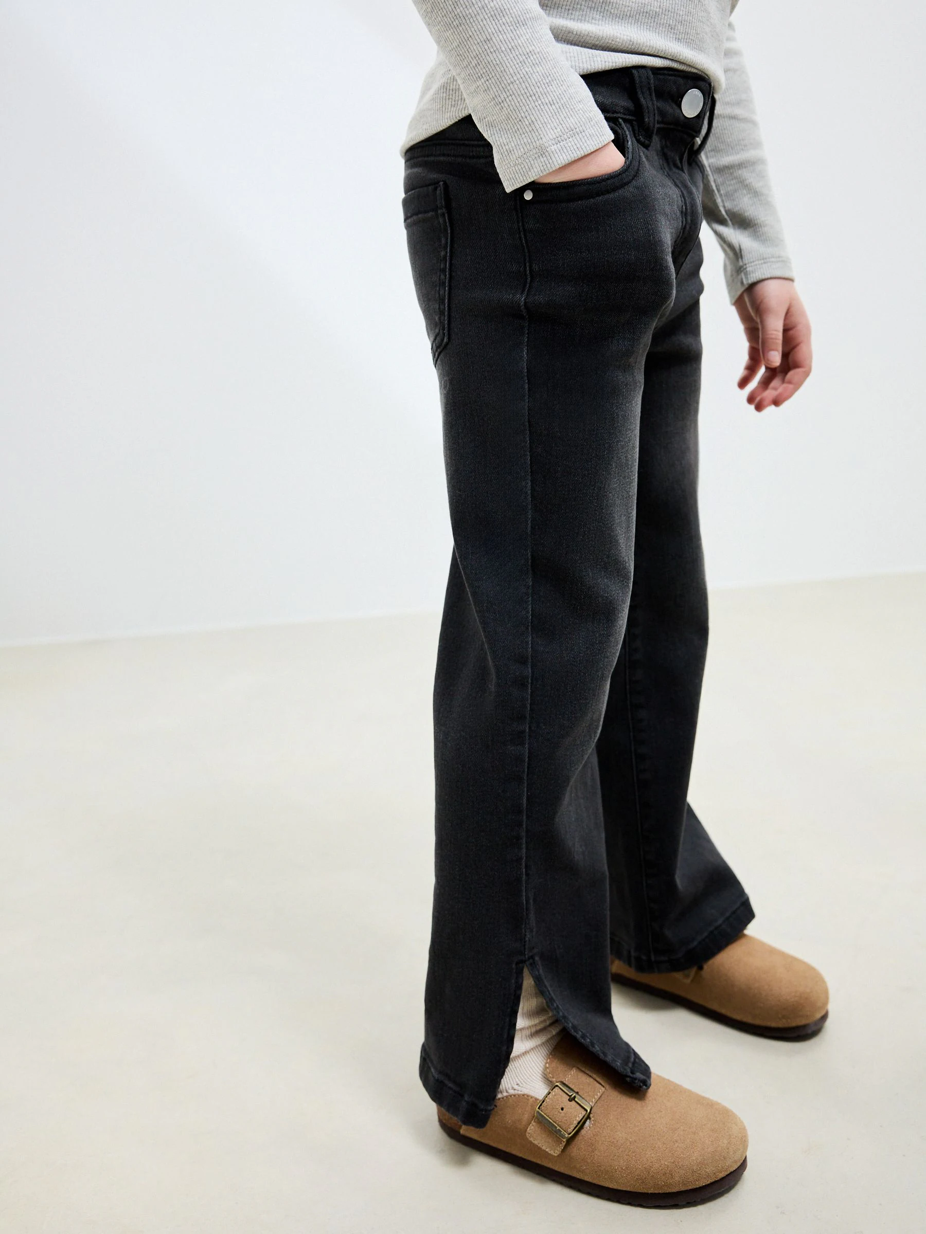 Antraciet - Flare jeans (3-16 jr)