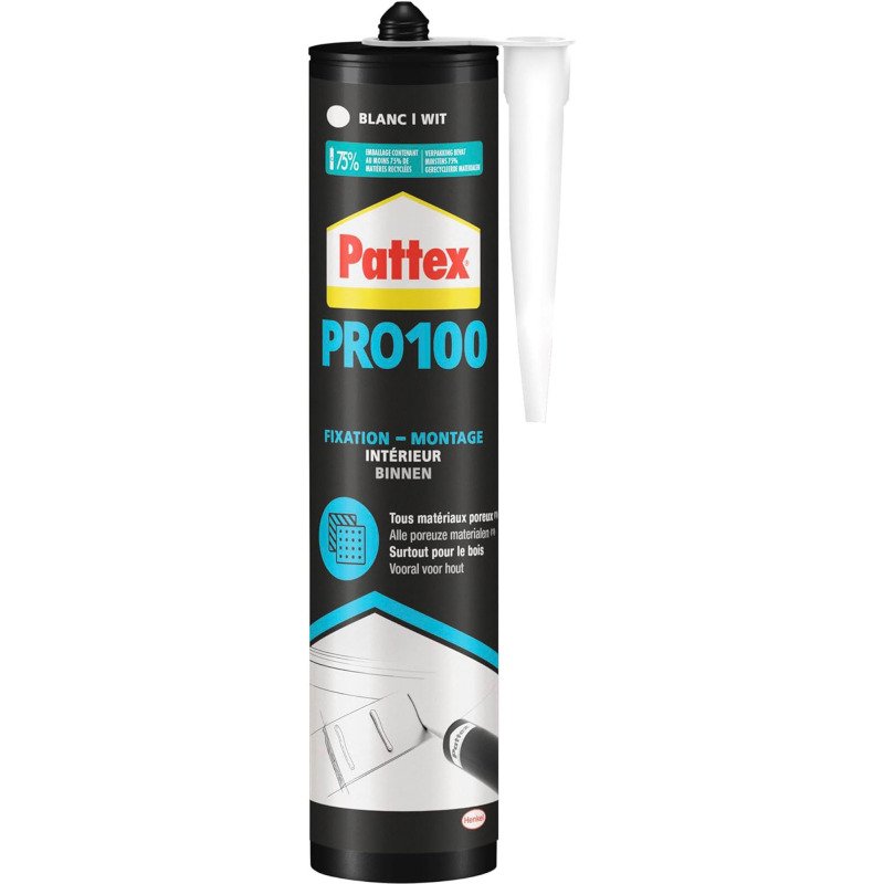 Colle de fixation PRO100 Sader - Lot de 3 cartouches +1 gratuite