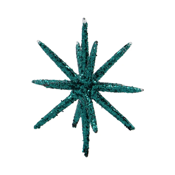 House Doctor - Spike Ornamente, Ø 12 cm, grün mit Glitzer