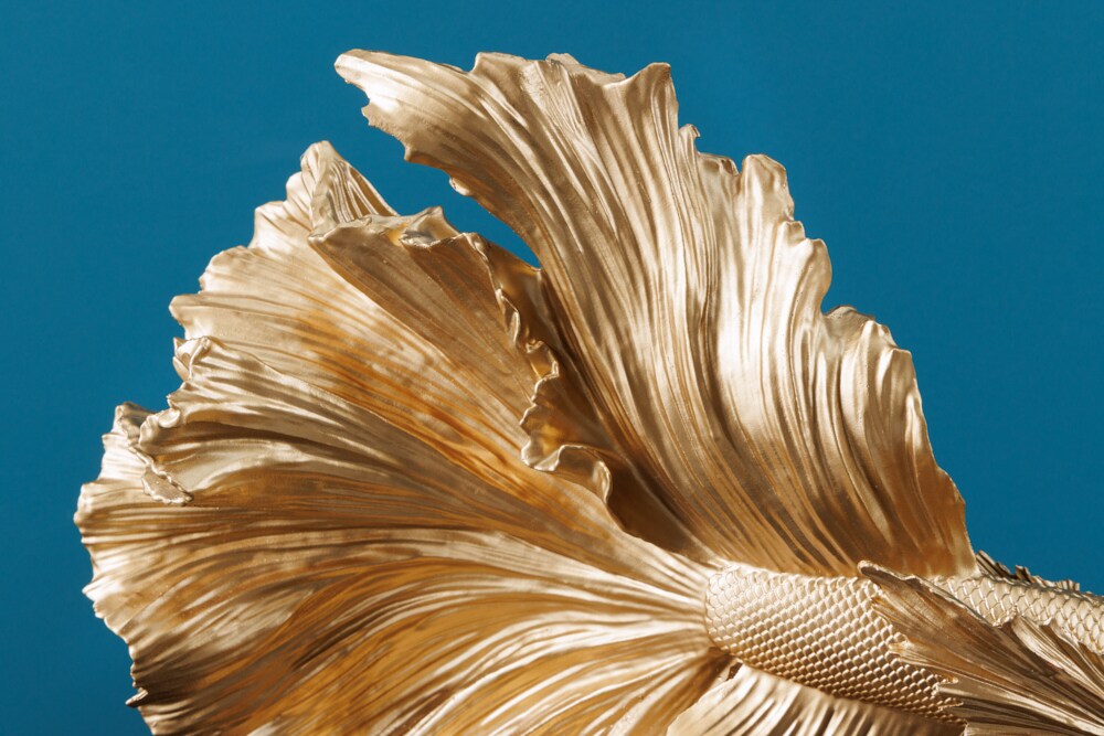 riess-ambiente Skulptur CROWNTAIL - Design Deko Figur Kampffisch 35cm gold Betta Fisch Skulptur
