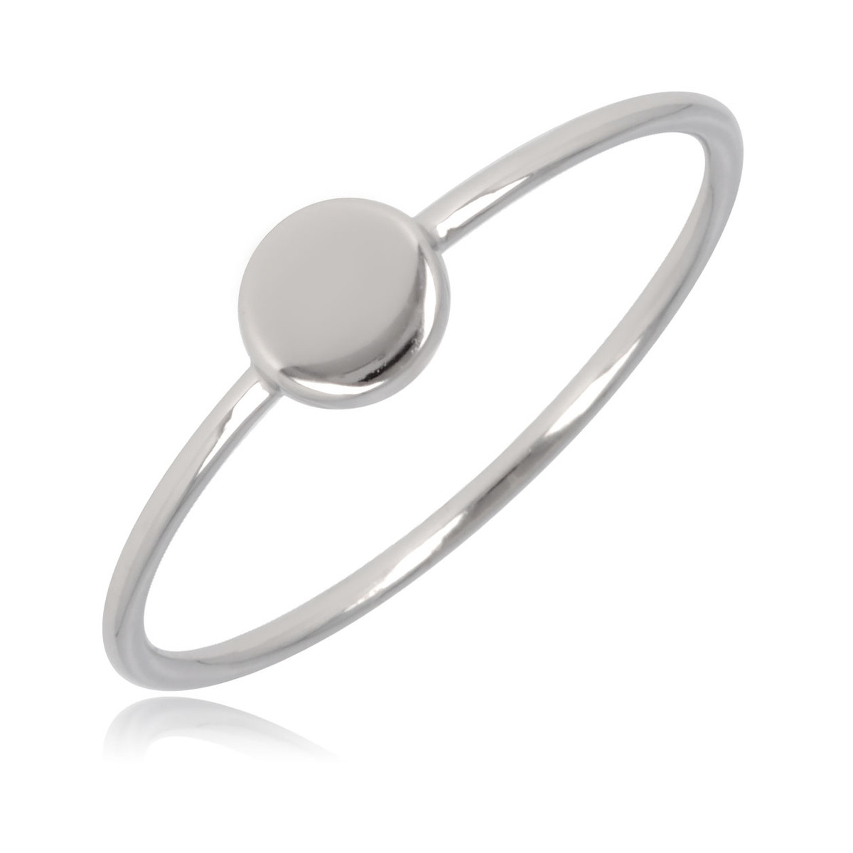 Bague argent rhodié avec petit cercle plein