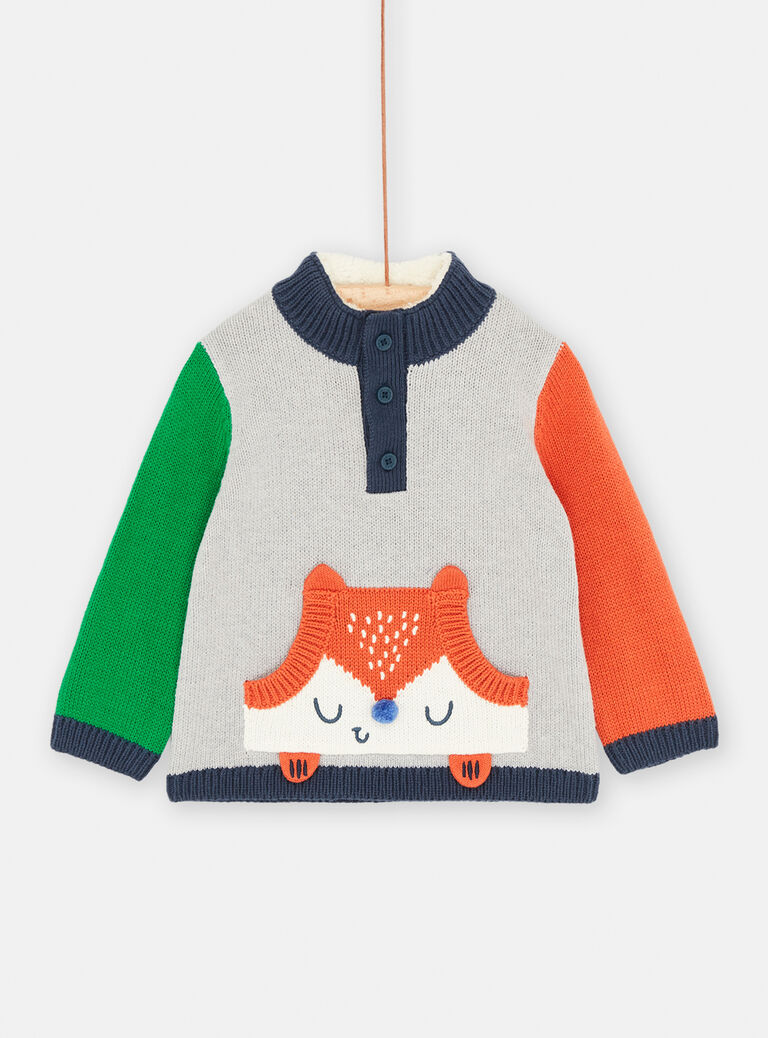 Pull gris chiné doux et confortable pour bébé garçon