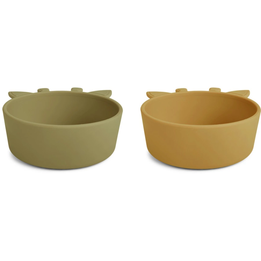 nuuroo Schüssel Silikon Alex Giraffe 2 Stück, Olive greenDusty yellow