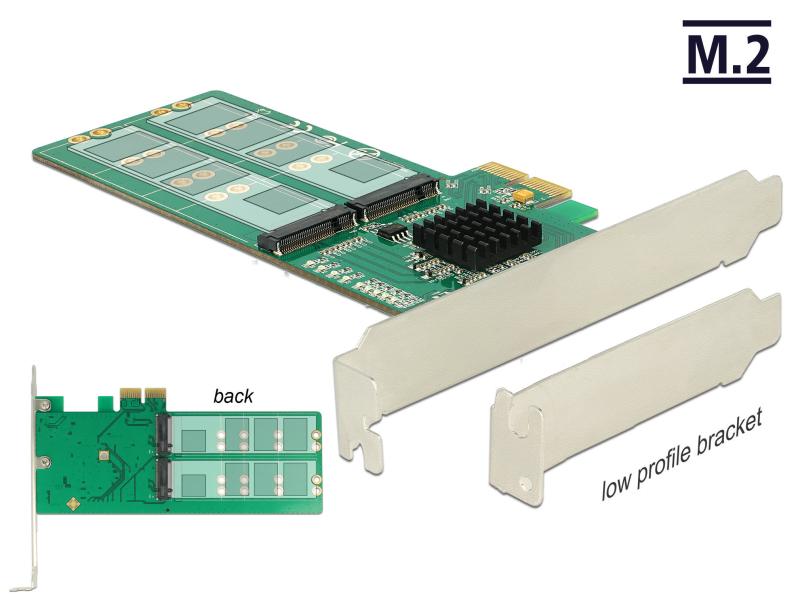 Delock Host Bus Adapter 4 Port SATA Controller PCI-ex4 - M. PCI Express Karte mit vier M.2 Slots