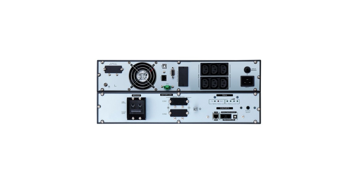 APCEasy-UPS On-Line SRVL2KRILRK Noodstroomvoeding - Li-ion ups  (Zwart/zilver, 6x C13, Rack/tower convertible, extendable runtime, 2000VA)