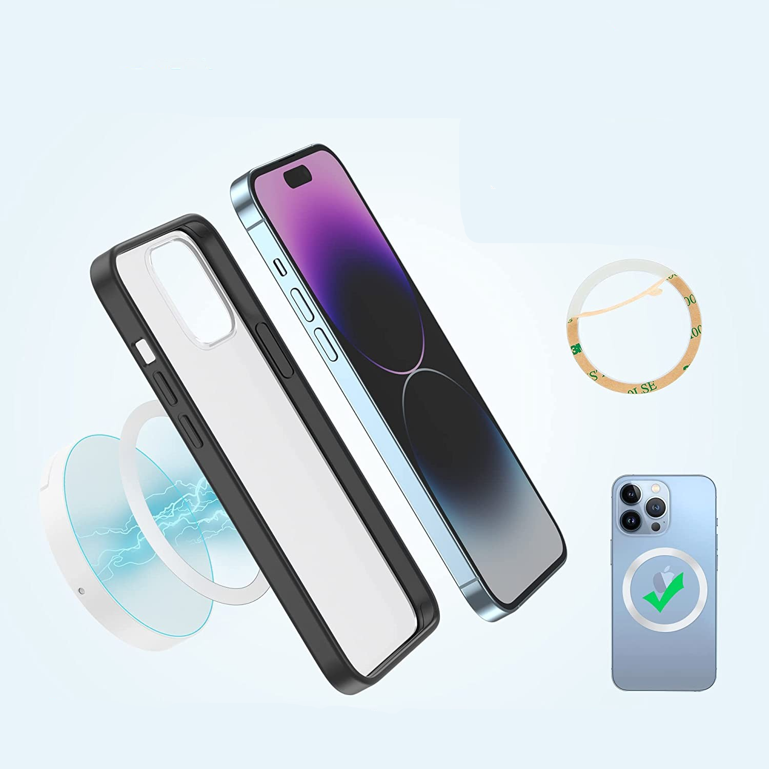 Fingergriff Laptop Erweiterung Magnetische Smartphone Webcam iPhone Halterung mit Magsafe inkl. Magnet Ring - Weiss
