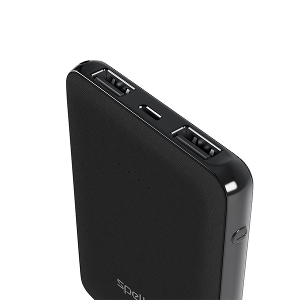 (10W) 5000mAh Dual USB A Pocket Powerbank Ladegerät inkl. Micro USB Ladekabel - Schwarz