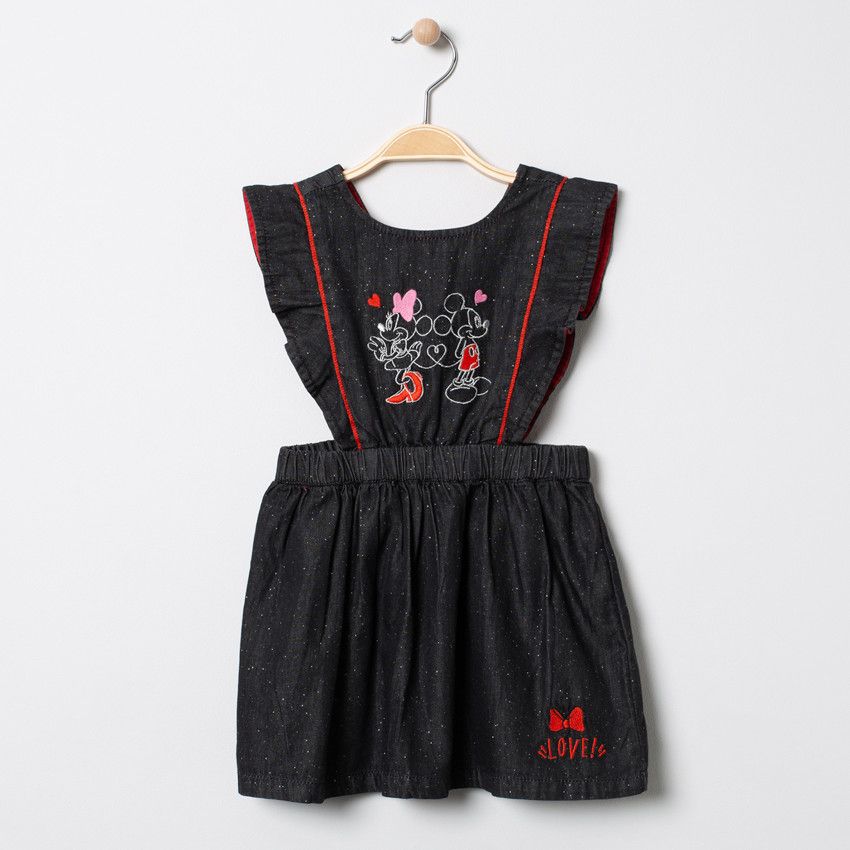 Robe tablier en chambray print Mickey et Minnie Disney - Gris foncé