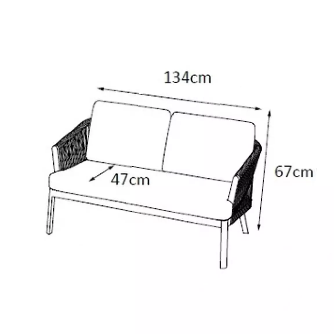 Canapé de jardin en aluminium 2 places Amalfi Blanc et taupe