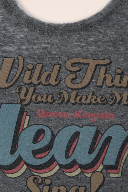 Queen Kerosin Wild Thing T-shirt in grijs