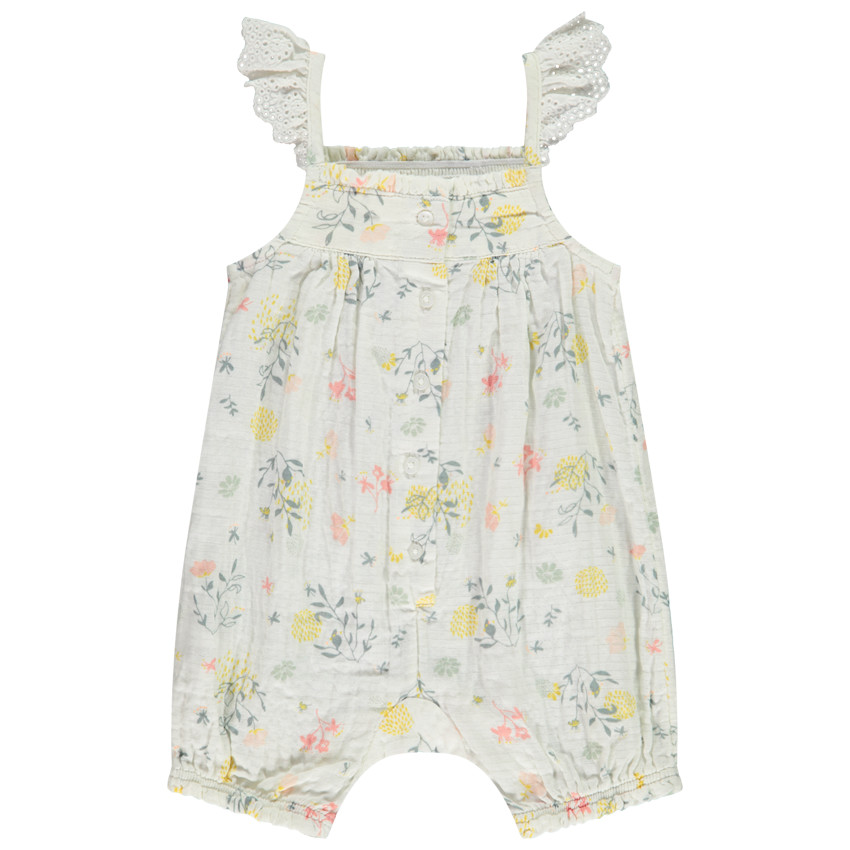 Combishort en coton tubique imprimé floral pour bébé fille