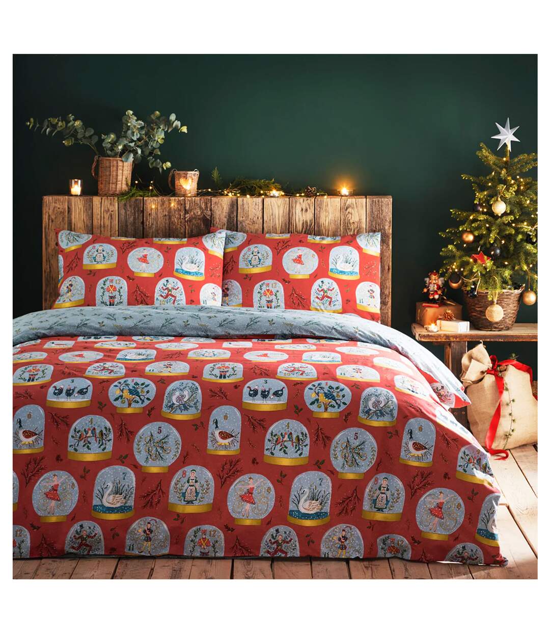Furn - Parure de lit TWELVE DAYS OF CHRISTMAS (Rouge) - UTRV1837