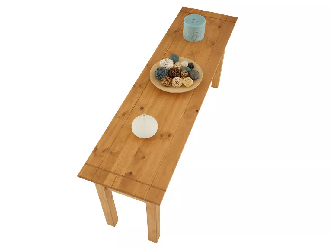 Table console CANCUN meuble d'appoint en bois avec 3 tiroirs, en pin massif finition teintée/cirée