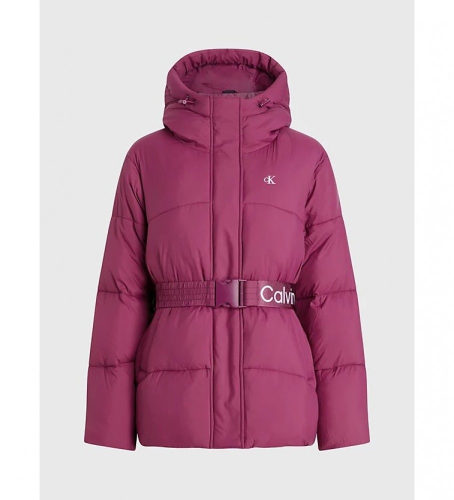 Jaqueta de nylon rosa com cinto da Calvin Klein Jeans