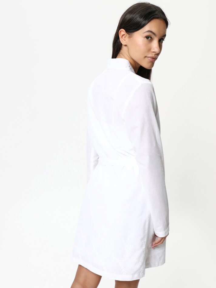 Robe comprida bordada com nó - Branca