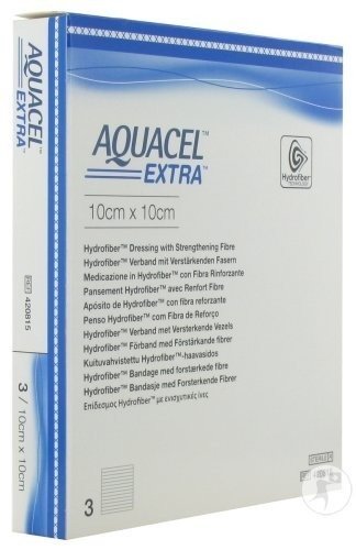 Aquacel Extra Pansement Hydrofiber Avec Renfort Fibre 10x10cm Pièces 3
