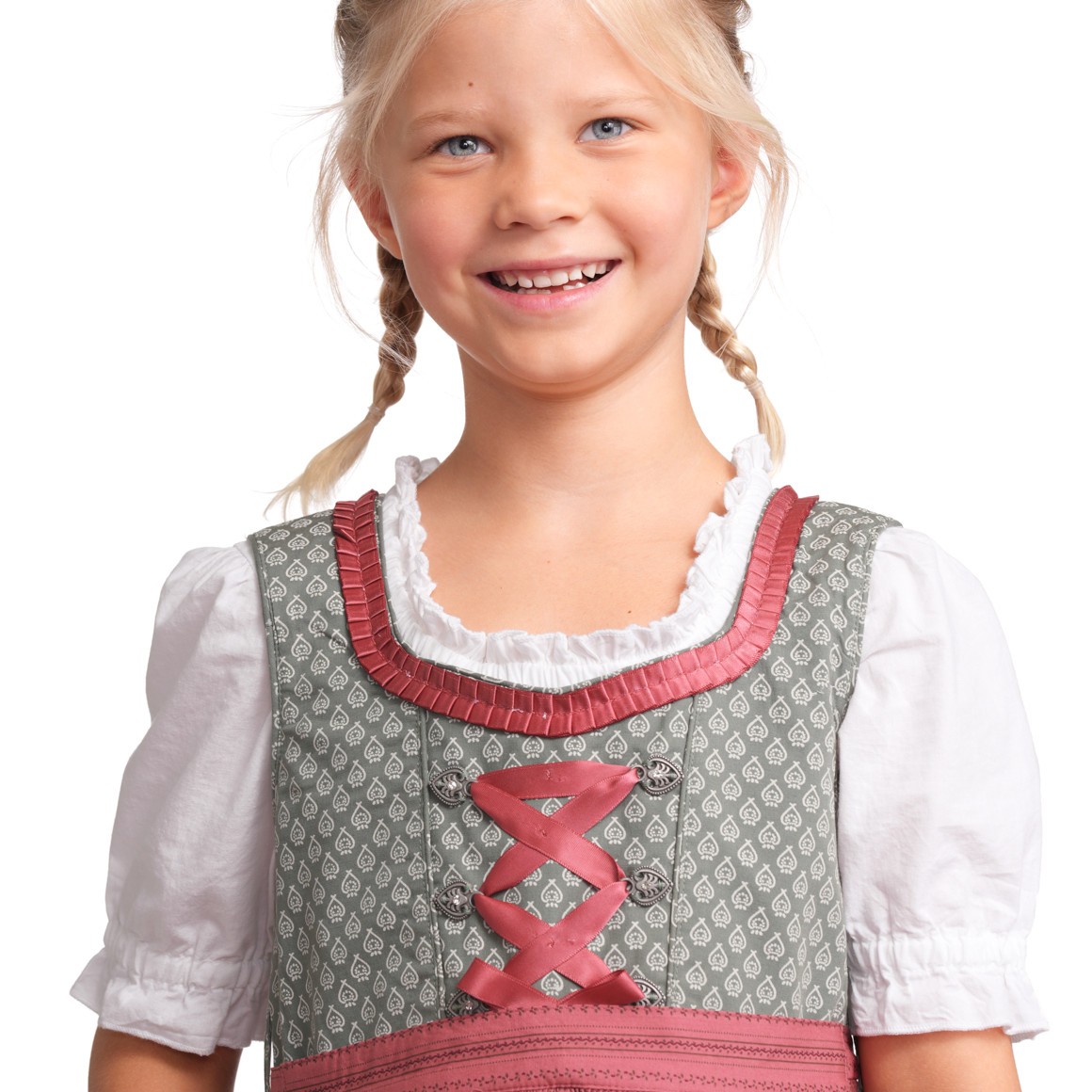 Topolino Mädchen Dirndl mit Allover-Muster dunkelgrün / rosa
