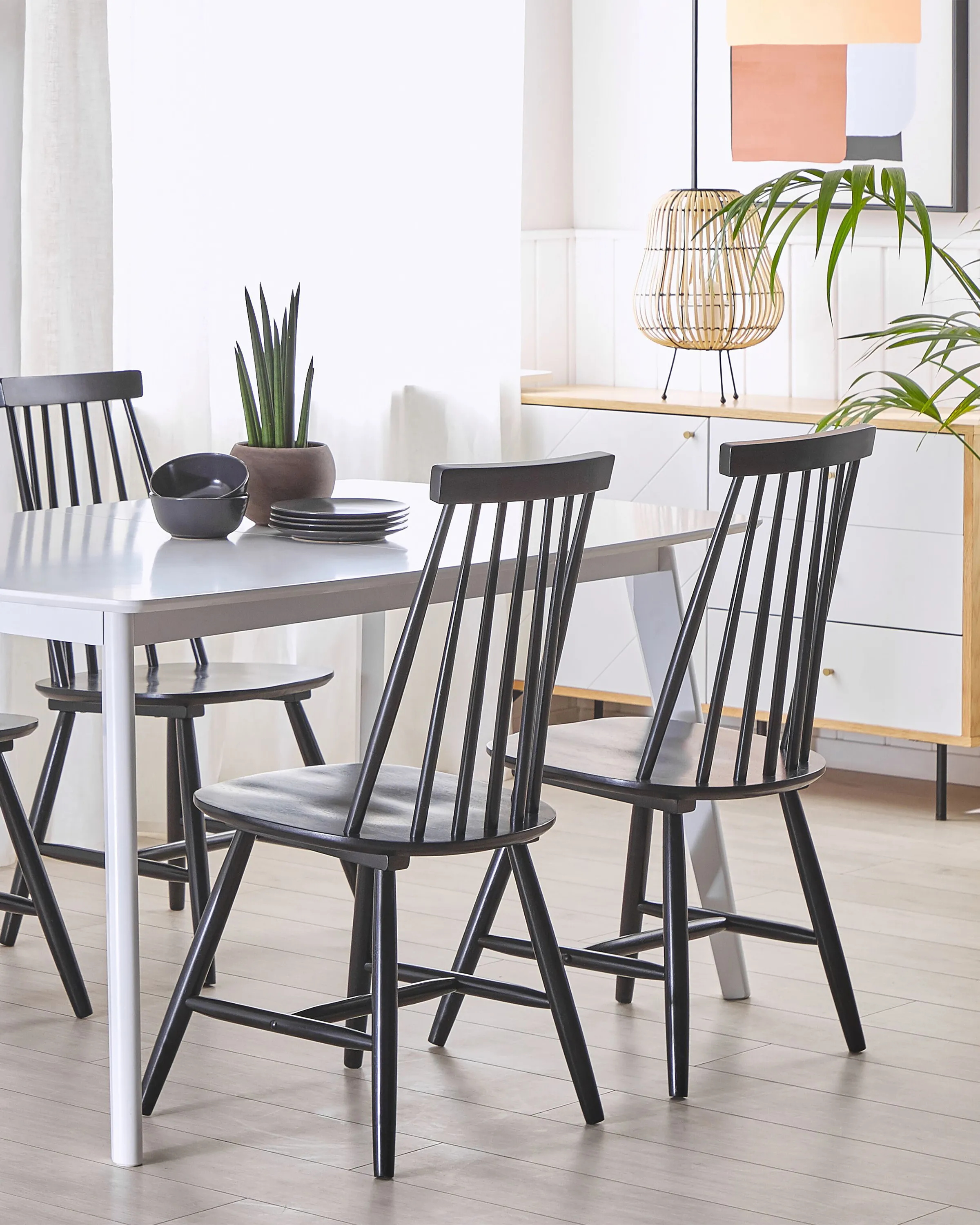 Set van 2 eetkamerstoelen BURBANK Hout Zwart
