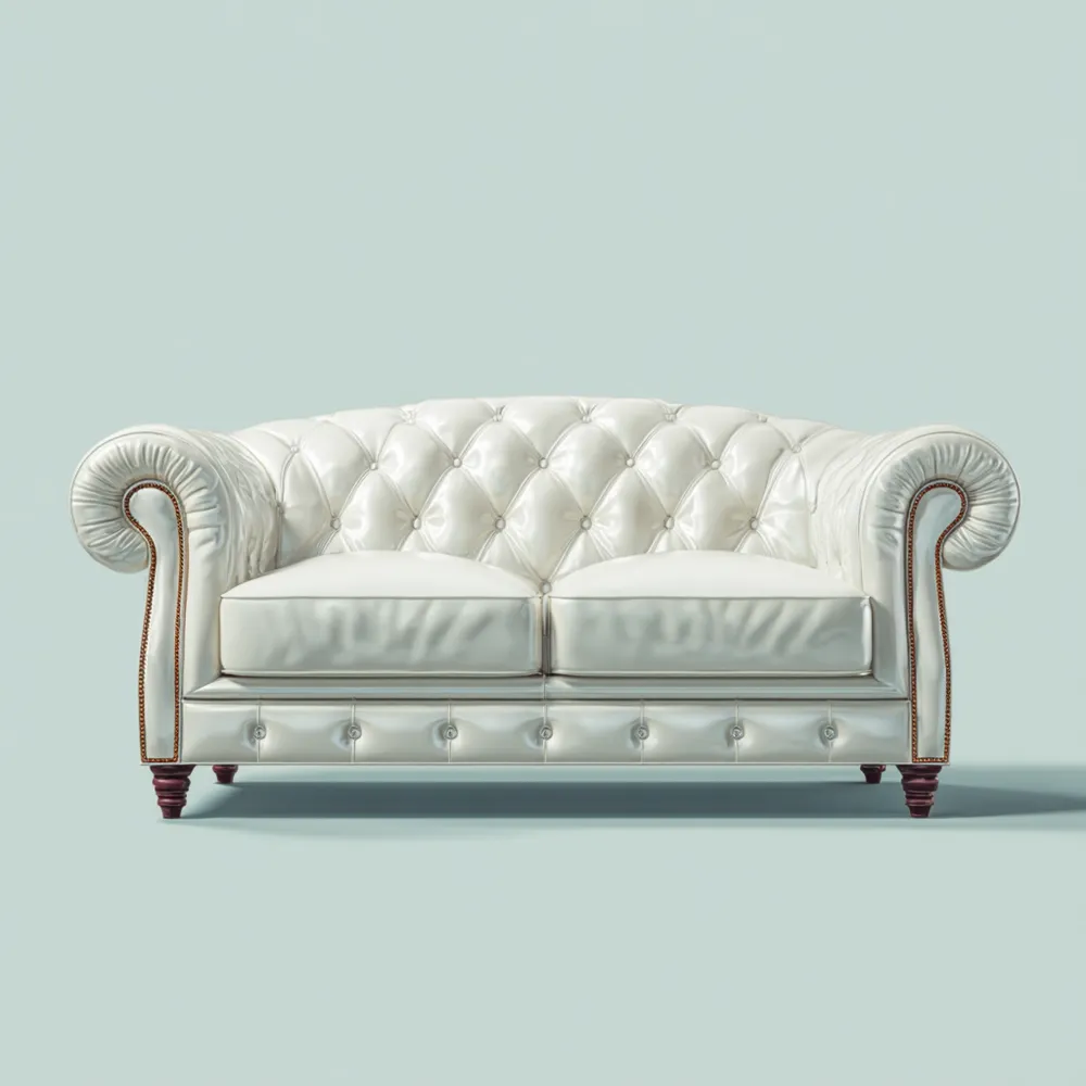 2-Sitzer-Sofa Ledersofa 160x85x75 cm – Weiß – Klassisches Design