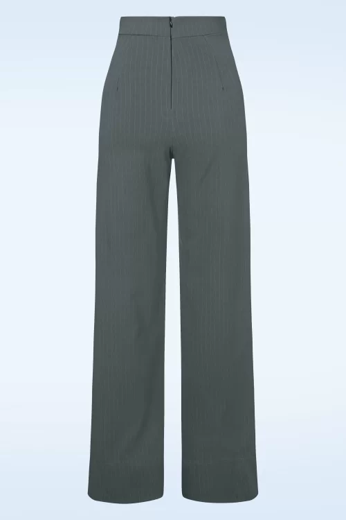 Vintage Chic for Topvintage Bonnie krijtstreep pantalon in zilvergrijs