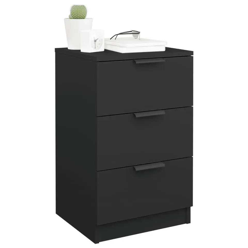 vidaXL - Nachtkastje - Zwart - Bewerkt hout - 2 stuks