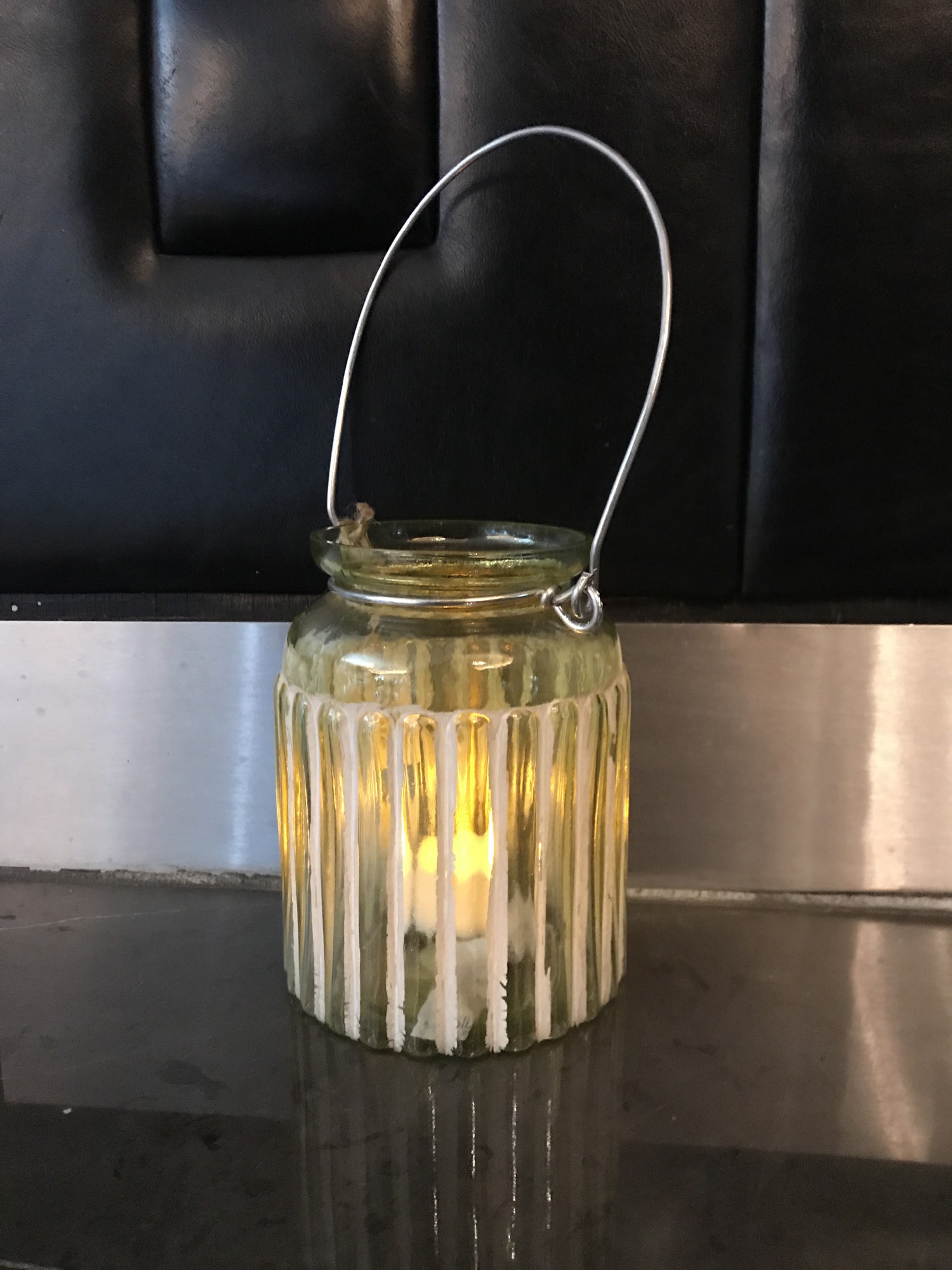 Glas-Windlicht, grün, Ø 10 cm, H 15 cm von fischer's lagerhaus