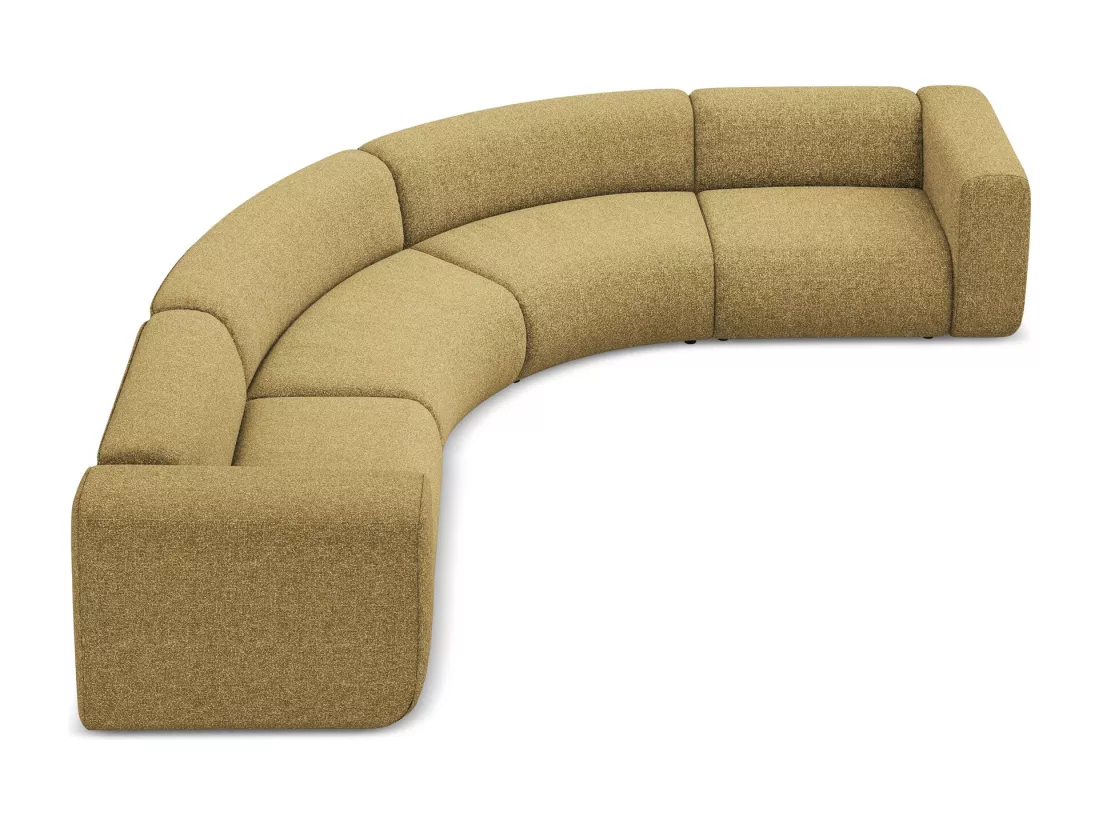 Canapé d'angle modulable en tissu texturé - moutarde - EKAHI