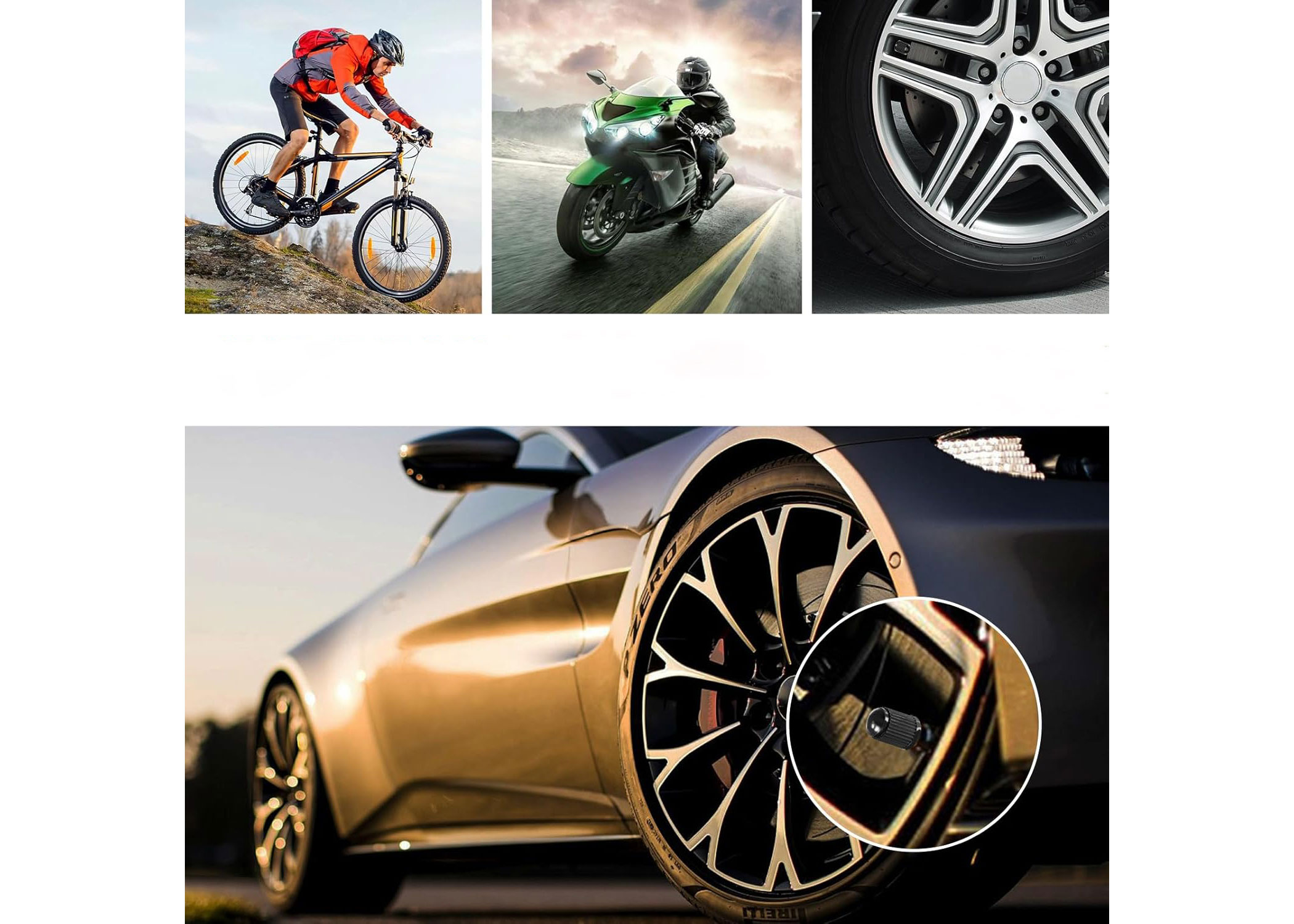 (20er Set) Universal KFZ Auto Reifenventilkappen mit O-Ring Dichtung / Staub und Korrosionsschutz für Auto / Motorrad / Fahrrad - Schwarz