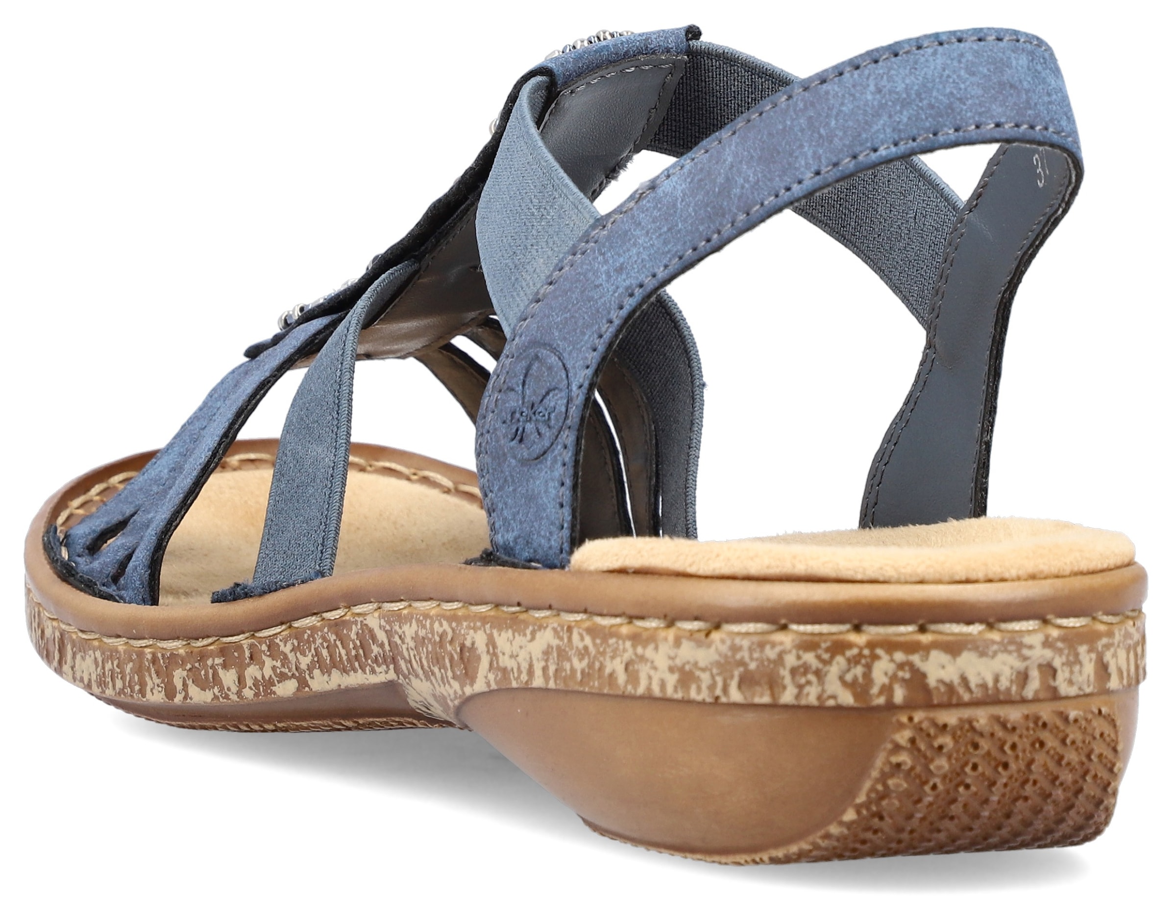 Rieker Riemchensandale  , Sommerschuh, Sandalette, Keilabsatz, mit Zierperlen besetzt