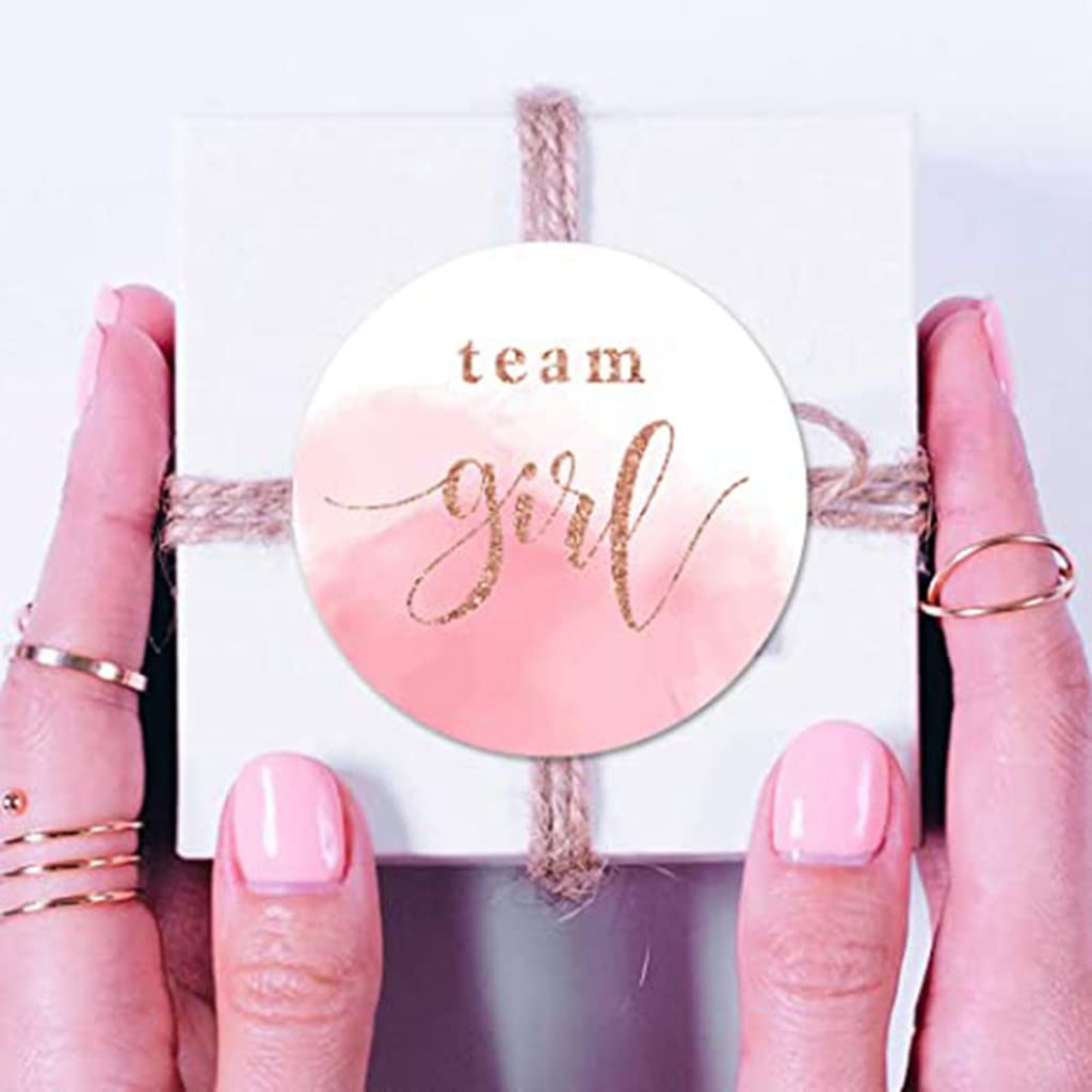 (120er Set) Ø3cm Baby Shower Aufkleber Team Girl / Team Boy Sticker Gender Reveal Party Accessoire - Rosa / Blau / Gold