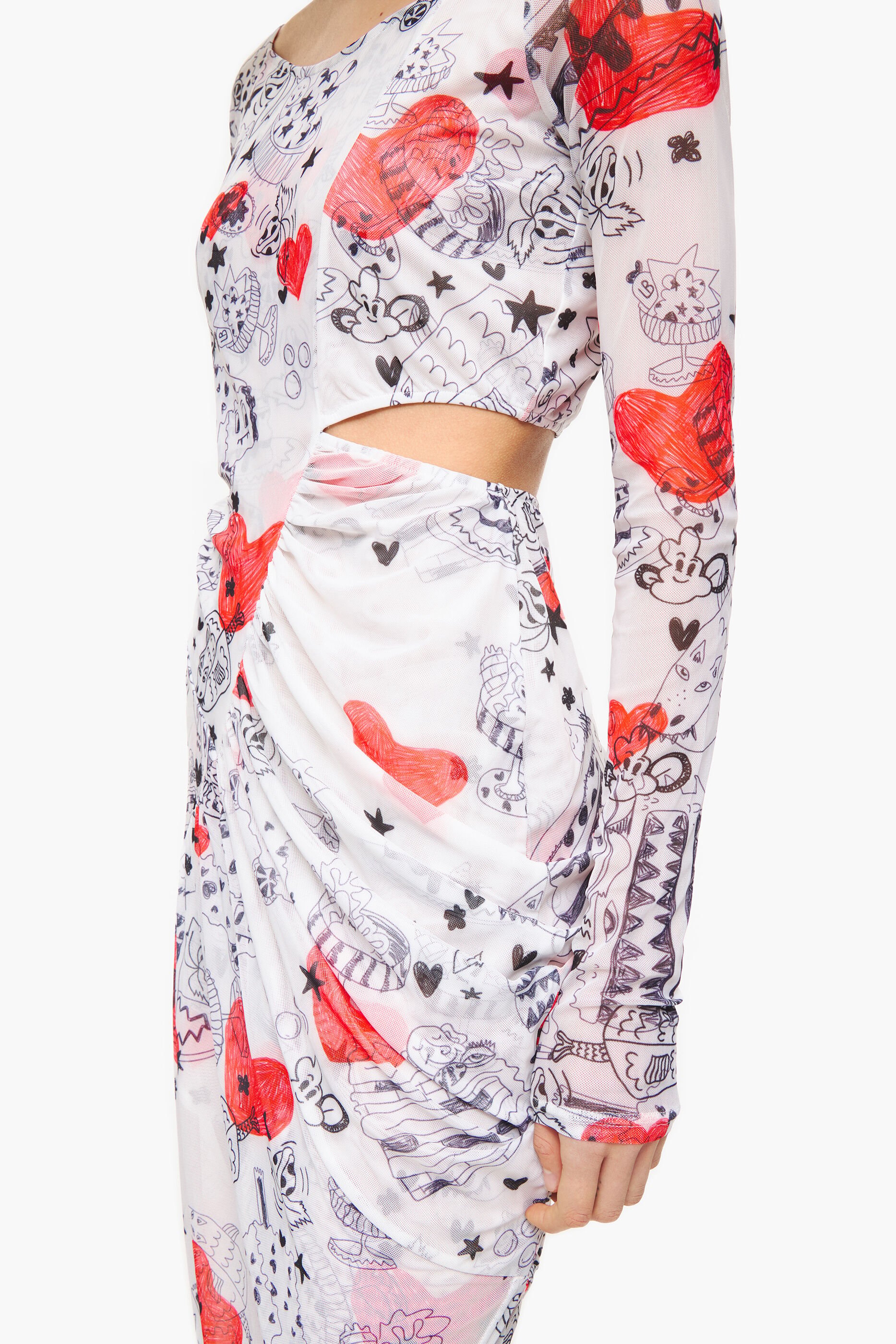 Vestido midi justo com estampa de coração da Nickname