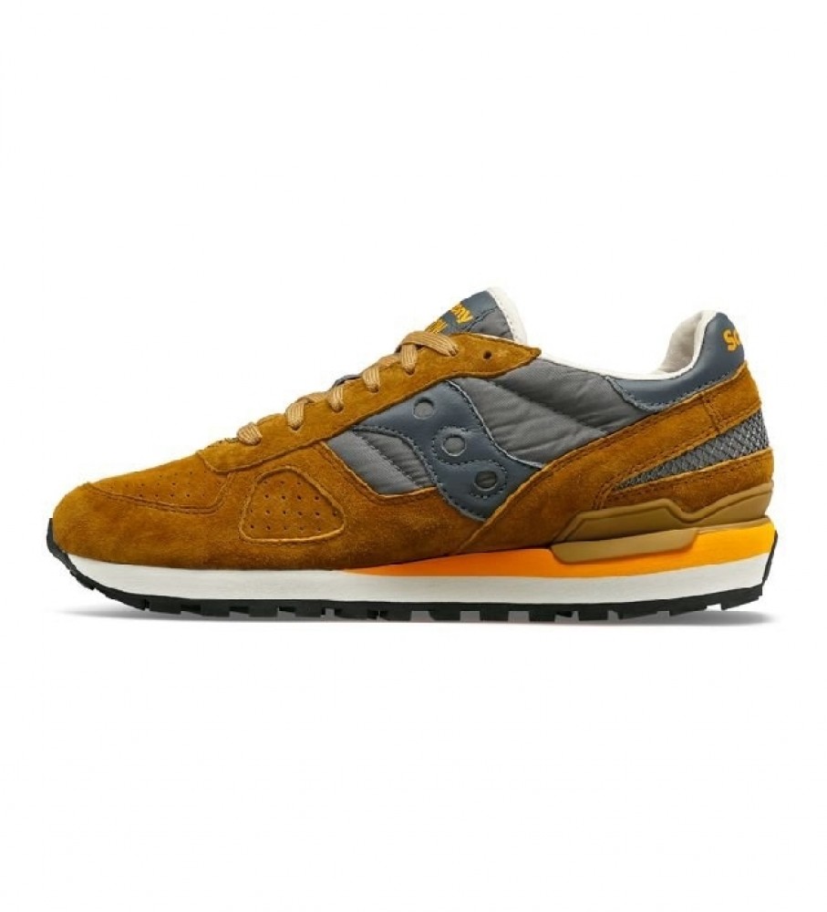 Tênis Saucony Shadow Original em couro marrom