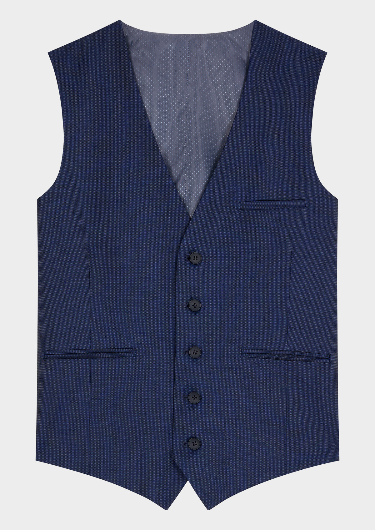 Gilet de costume en laine unie bleu indigo