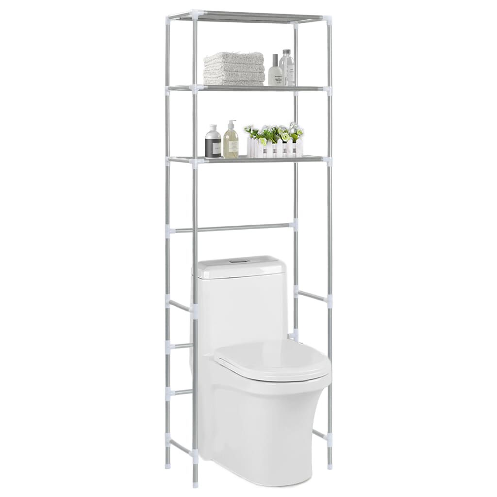 vidaXL Badkamerkast met 3 niveaus boven het toilet, zilver, 53x28x169cm