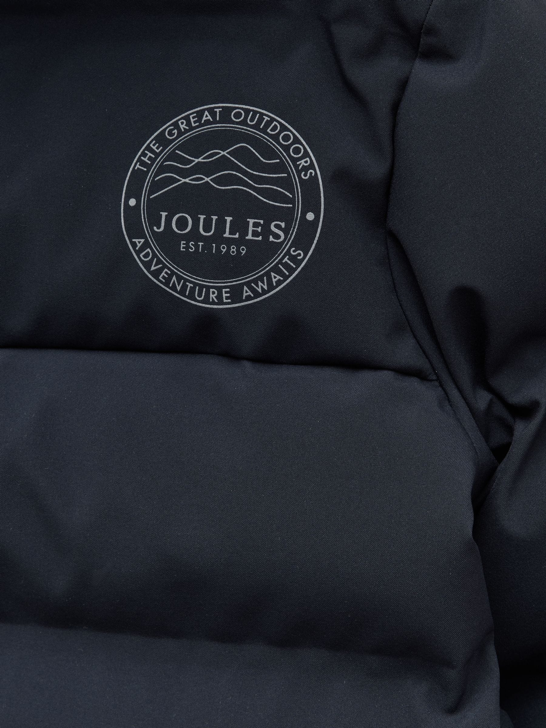Marineblauw - Joules waterbestendige gewatteerde Padwell jas