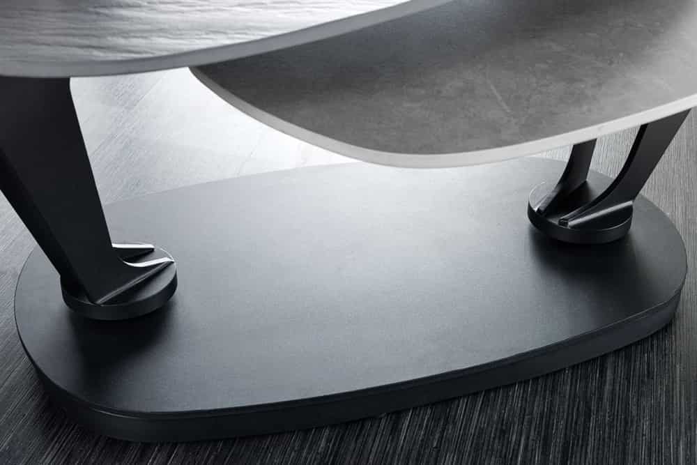 Design Couchtisch MOVEMENT schwarz grau rund drehbar Keramik Metallgestell