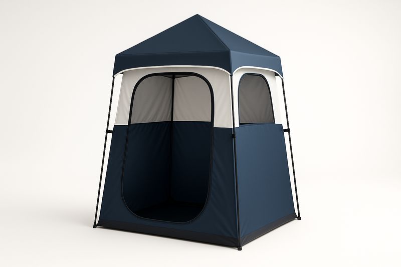 Camping Duschzelt 120x120x210 cm Polyester Blau und Weiß