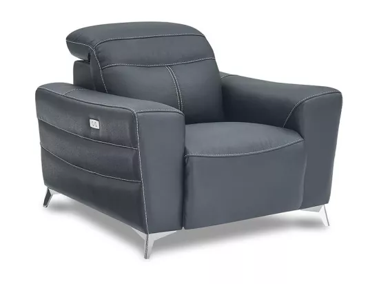Fauteuil relaxation électrique 1 place en cuir SLOAN - Noir