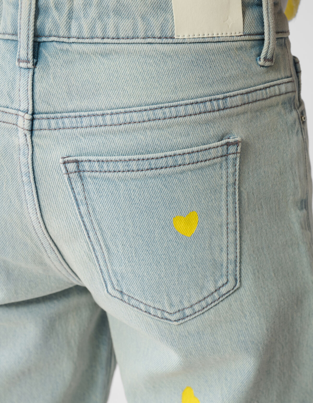 Strass Heart Wide Leg Fit Jeans Bleached