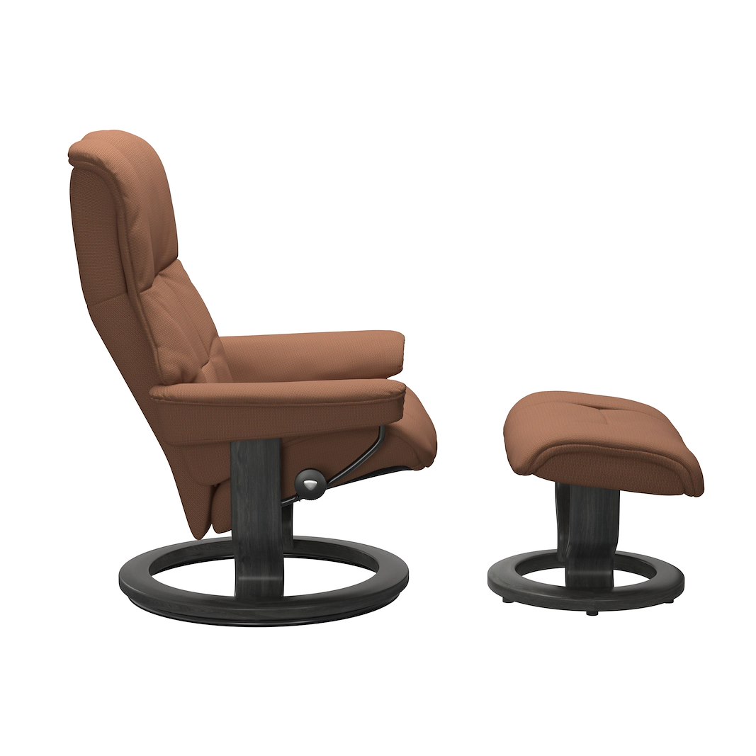 Mayfair (M) Classic lenestol med krakk Tekstil Jasmine Rust og Classic understell gråbeiset.