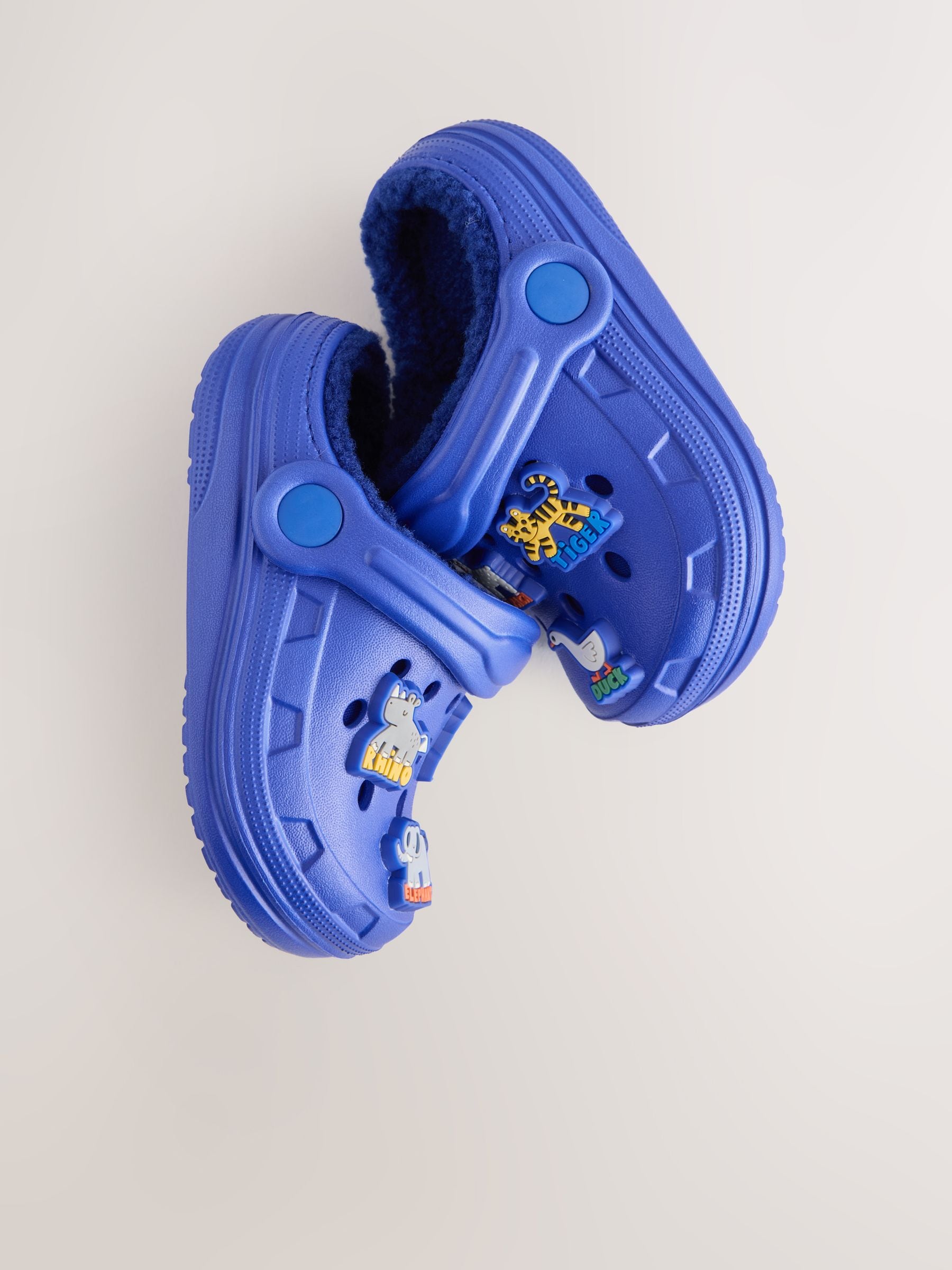 Blauw met dierenprint - Warme gevoerde pantoffelklompen