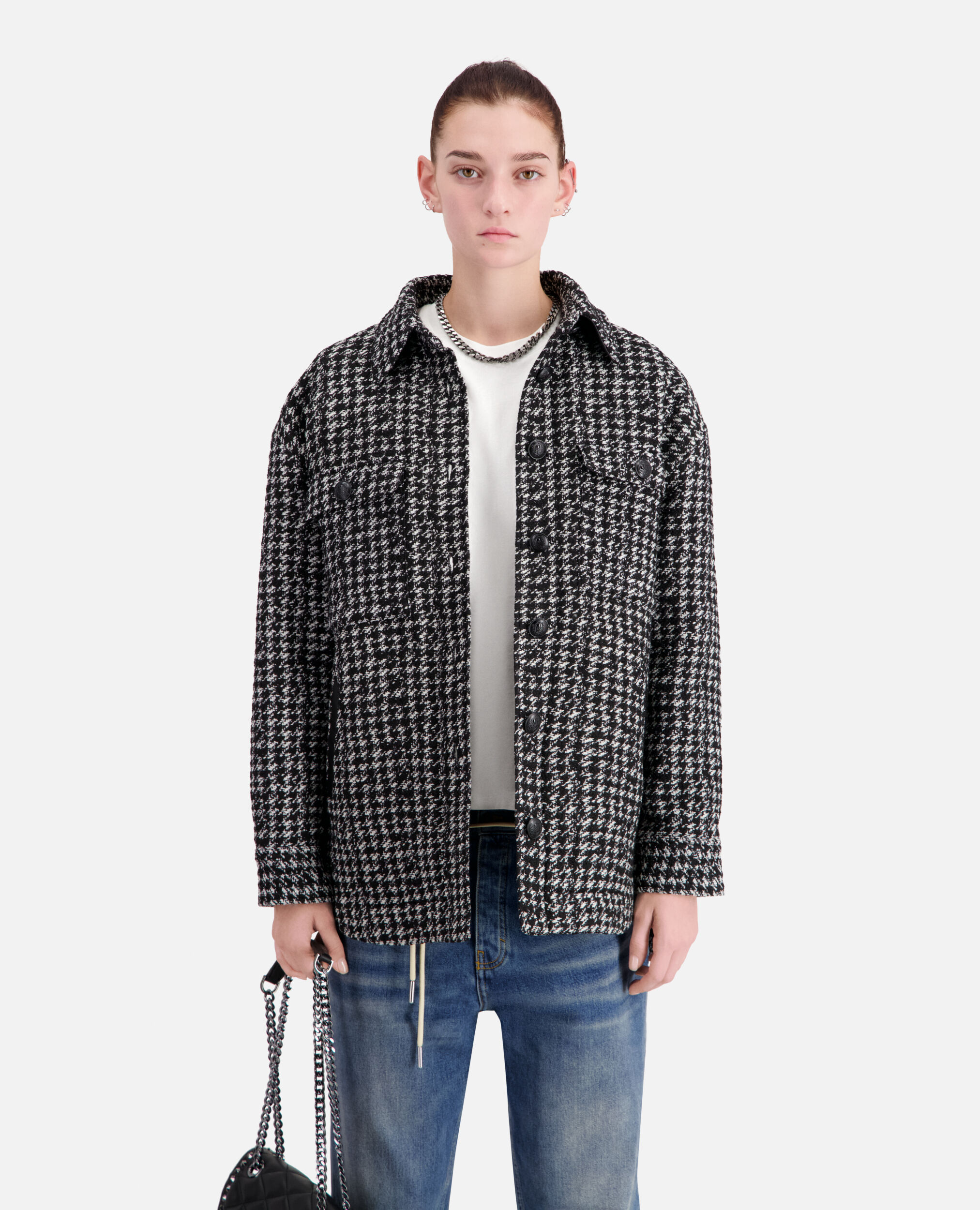 Black tweed overshirt jacket