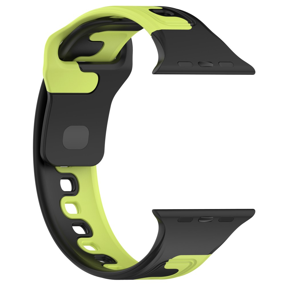 Apple Watch (49/46/45/44 mm) Silikon Sport Armband Dual Color Wellenmuster (Gelenkumfang: 180-220mm) - Schwarz / Grün