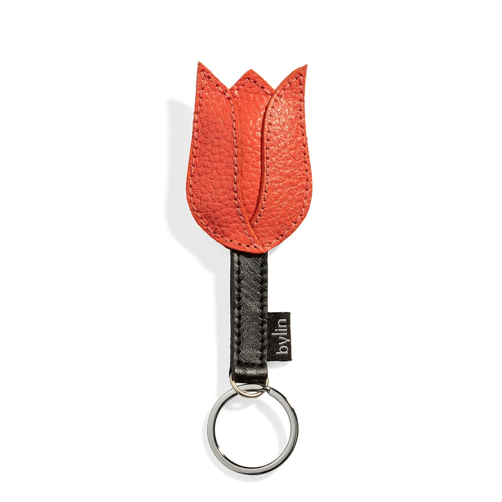 Tulip Keyring Structure Leather Salmon